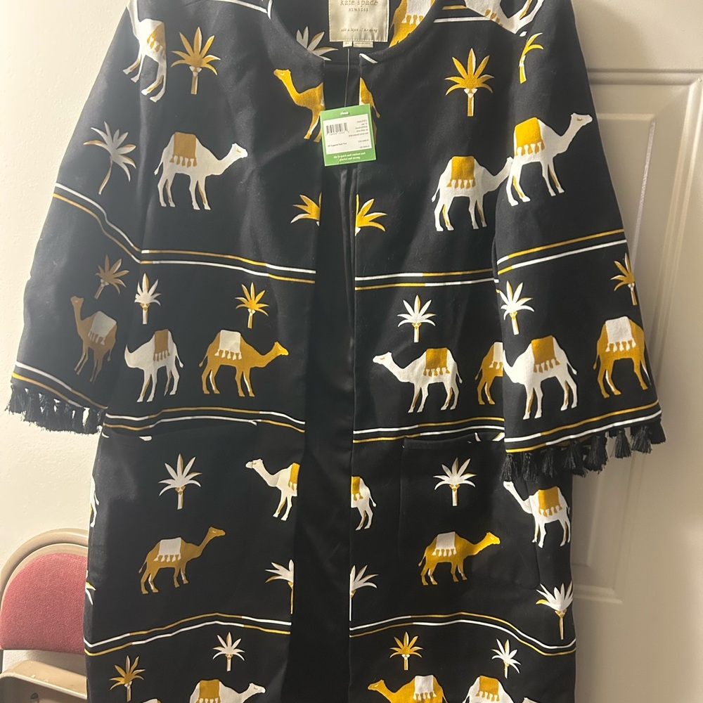 Kate Spade Black and Gold Camel Print Coat